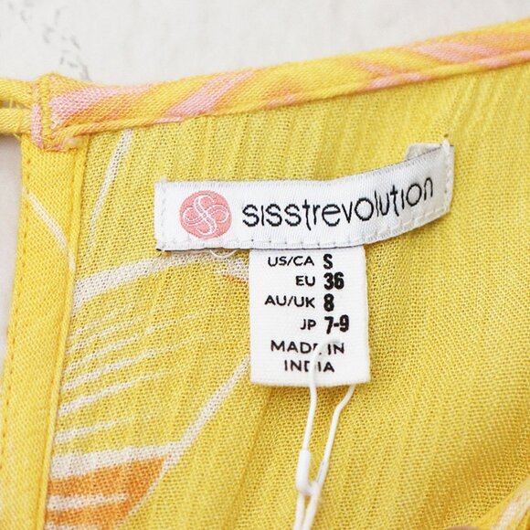 NEW Sisstrevolution I'm Fluttered Dress S Batwing Dolman Yellow Pink Gauze Mini - Picture 5 of 16